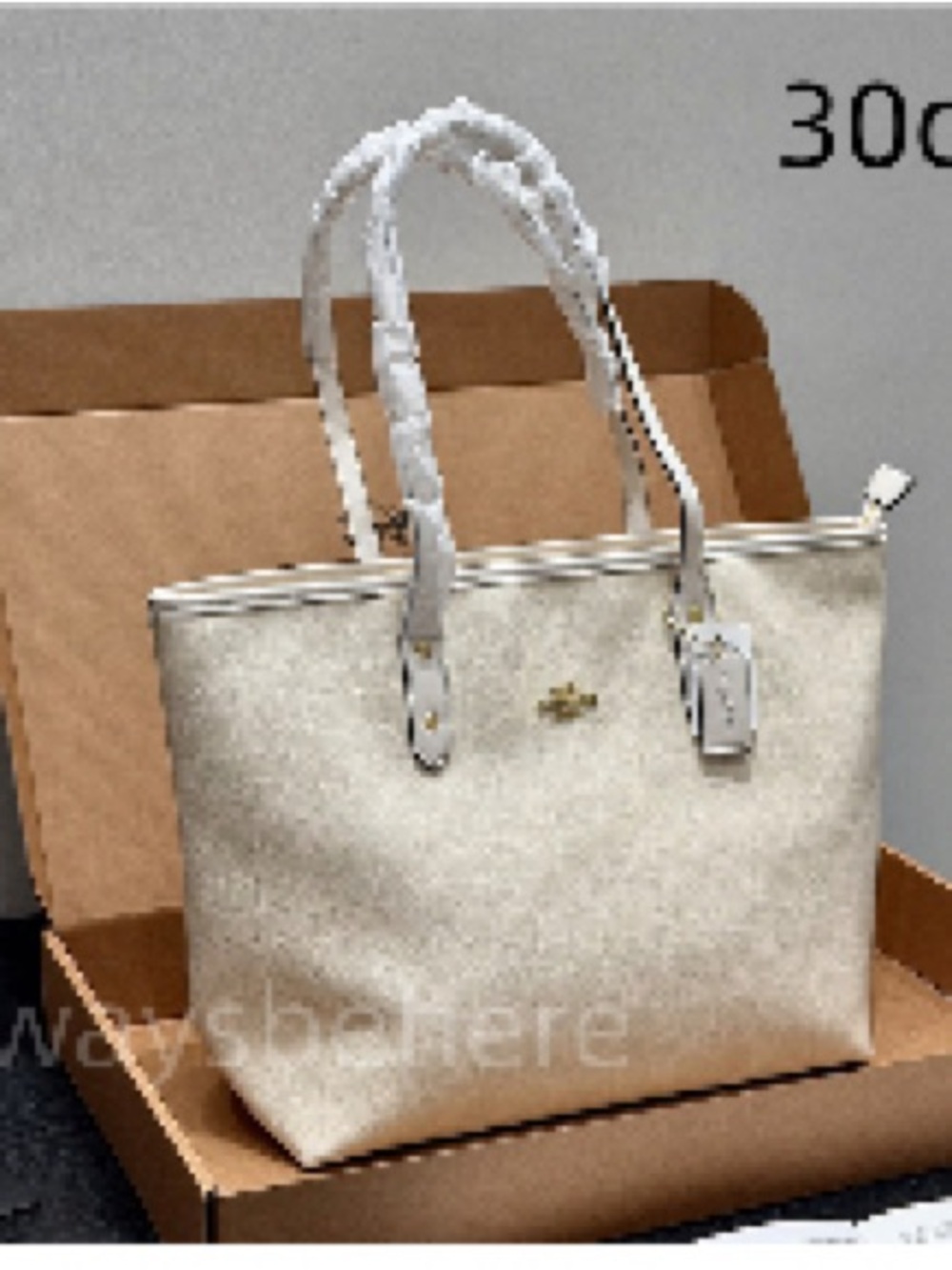 Coach Cream Leather Tote with Braided Handles